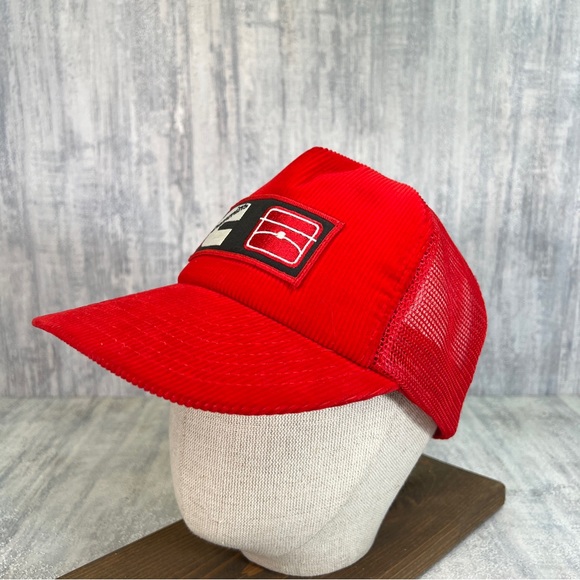 Vintage Cummins Snapback Trucker Hat Cap Corduroy Red Adjustable - Picture 3 of 12